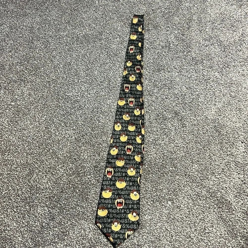 TAZ 2002 Vintage 100% Silk Neck Tie LOONEY TUNES Tazmanian Devil AOP All over